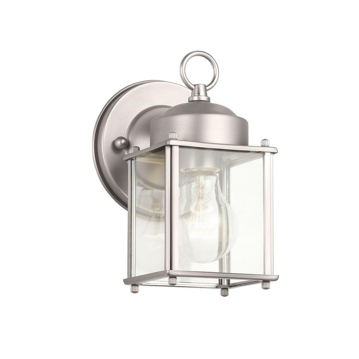 Kichler New Street 1-Light Outdoor Wall Lantern | Traditional Stainless Steel Clear Glass | Entryway & Covered Patio | 5 x 8 in | Model 9611SS
