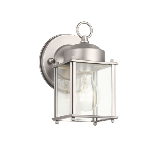 Kichler New Street 1-Light Outdoor Wall Lantern | Traditional Stainless Steel Clear Glass | Entryway & Covered Patio | 5 x 8 in | Model 9611SS