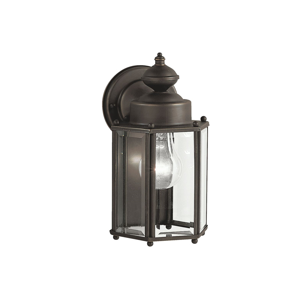 Kichler New Street 10in 1-Light Outdoor Wall Lantern | Traditional Olde Bronze and Clear Beveled Glass | Entryway & Covered Patio | Model 9618OZ