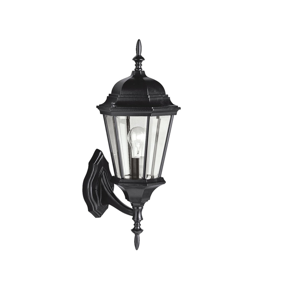 Kichler Madison 8in 1-Light Outdoor Wall Sconce | Traditional Black and Clear Beveled Glass | Covered Patios & Entryways | Model 9653BK