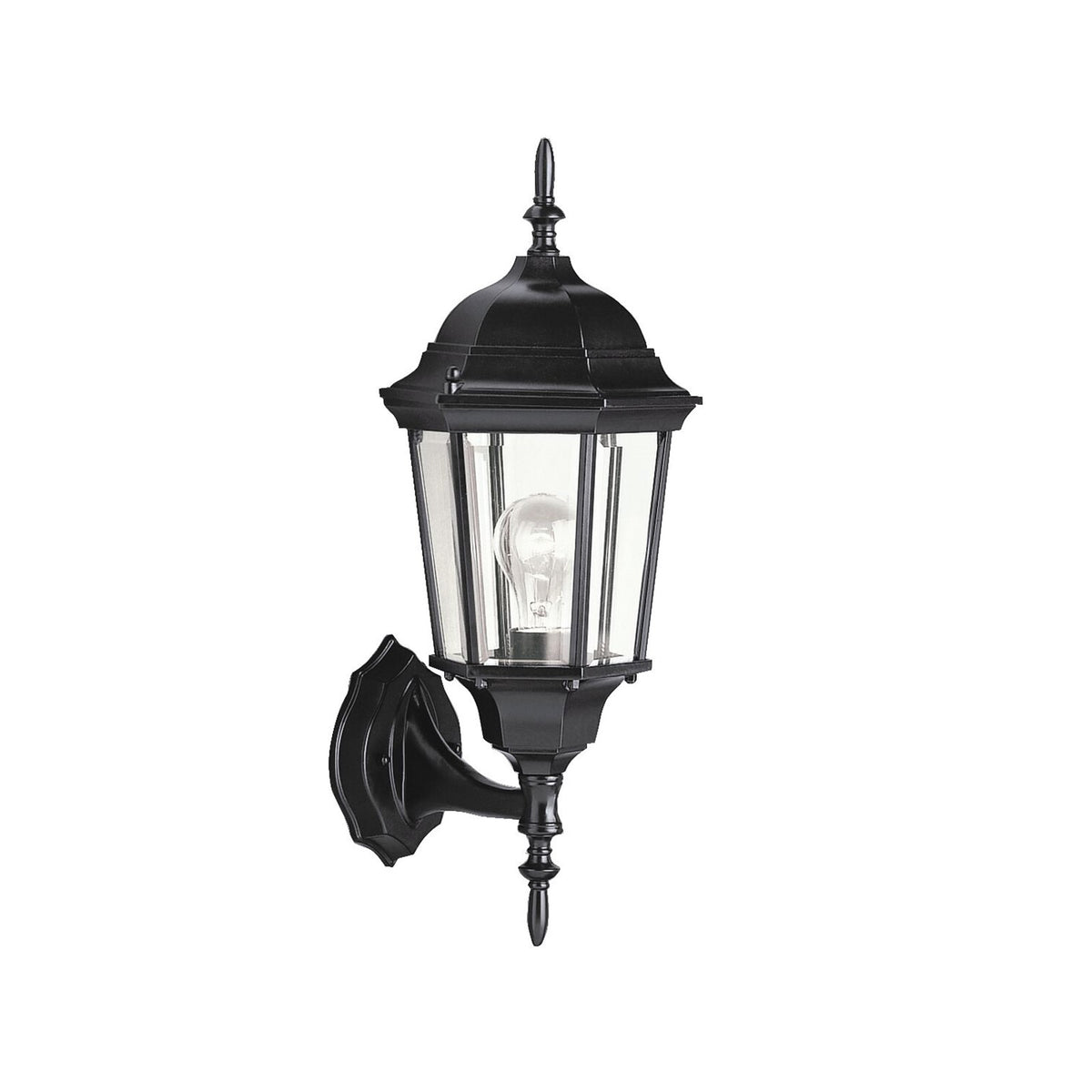 Kichler Madison 22.75in 1-Light Outdoor Wall Sconce | Traditional Black and Clear Beveled Glass | Entryway & Porch | 9.5 x 22.75 in | Model 9654BK
