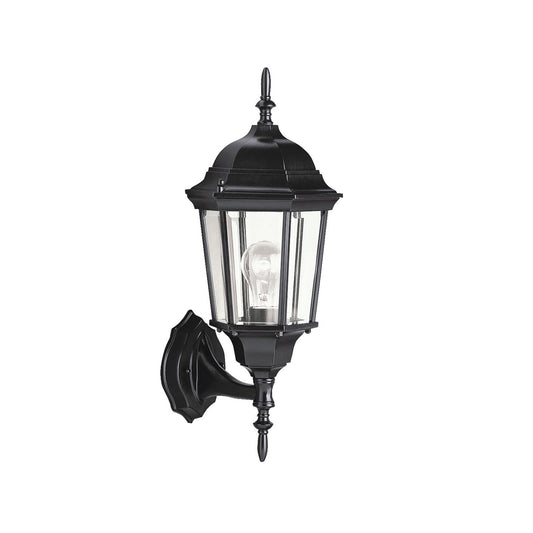 Kichler Madison 22.75in 1-Light Outdoor Wall Sconce | Traditional Black and Clear Beveled Glass | Entryway & Porch | 9.5 x 22.75 in | Model 9654BK