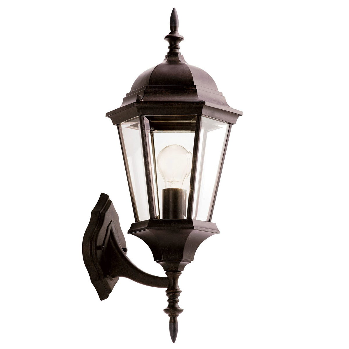 Kichler Madison 1-Light Outdoor Wall Lantern | Tannery Bronze Aluminum | Entryway & Covered Patio | Wet Rated, Clear Beveled Glass | Model 9654TZ