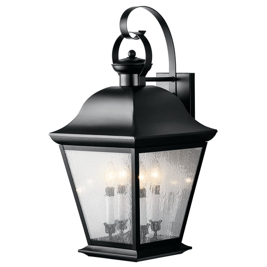 Kichler Mount Vernon 4-Light Outdoor Wall Sconce | Black Solid Brass and Clear Seeded Glass | Covered Patio & Entryway | 13 x 27.75 in | Model 9704BK