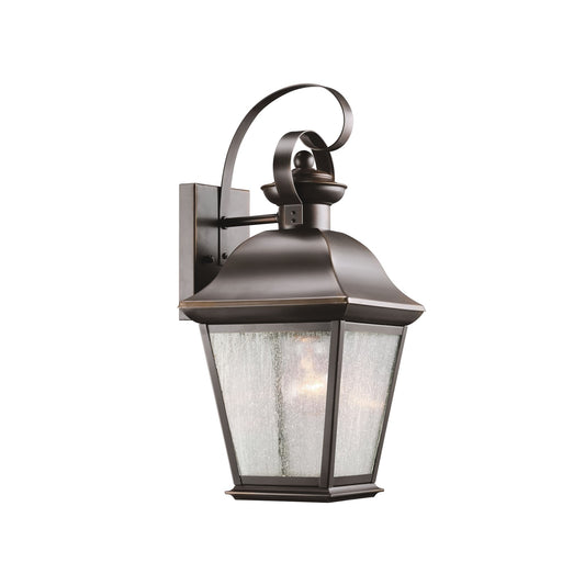 Kichler Mount Vernon 1-Light Outdoor Wall Sconce | Rustic Olde Bronze and Clear Seeded Glass | Covered Patio & Entryway | Model 9708OZ