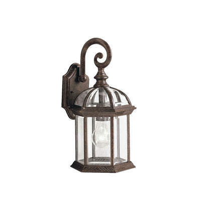 Kichler Barrie 8in 1-Light Outdoor Wall Sconce | Traditional Tannery Bronze and Clear Beveled Glass | Covered Patios & Entryways | Model 9735TZ