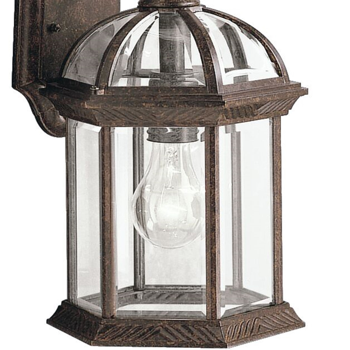 Kichler Barrie 8in 1-Light Outdoor Wall Sconce | Traditional Tannery Bronze and Clear Beveled Glass | Covered Patios & Entryways | Model 9735TZ
