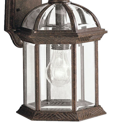 Kichler Barrie 8in 1-Light Outdoor Wall Sconce | Traditional Tannery Bronze and Clear Beveled Glass | Covered Patios & Entryways | Model 9735TZ