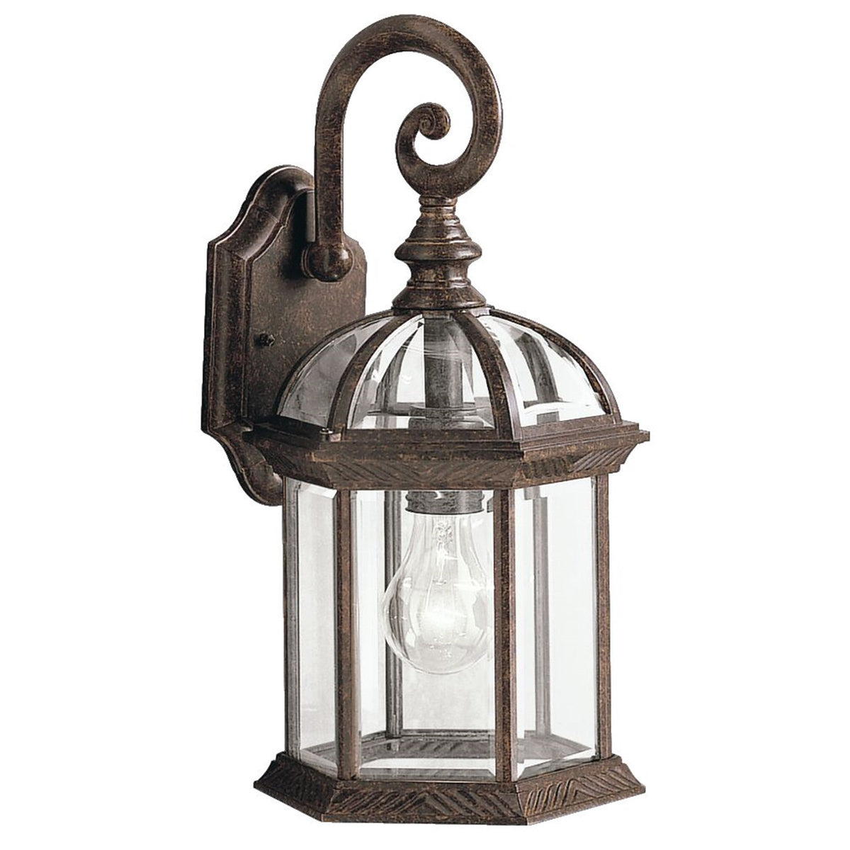 Kichler Barrie 8in 1-Light Outdoor Wall Sconce | Traditional Tannery Bronze and Clear Beveled Glass | Covered Patios & Entryways | Model 9735TZ