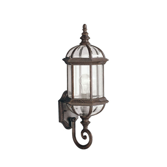 Kichler Barrie Outdoor Wall 1-Light 8x21.75in Tannery Bronze | Traditional Outdoor Sconce with Clear Beveled Glass | Wet Rated, Cast | Model 9736TZ