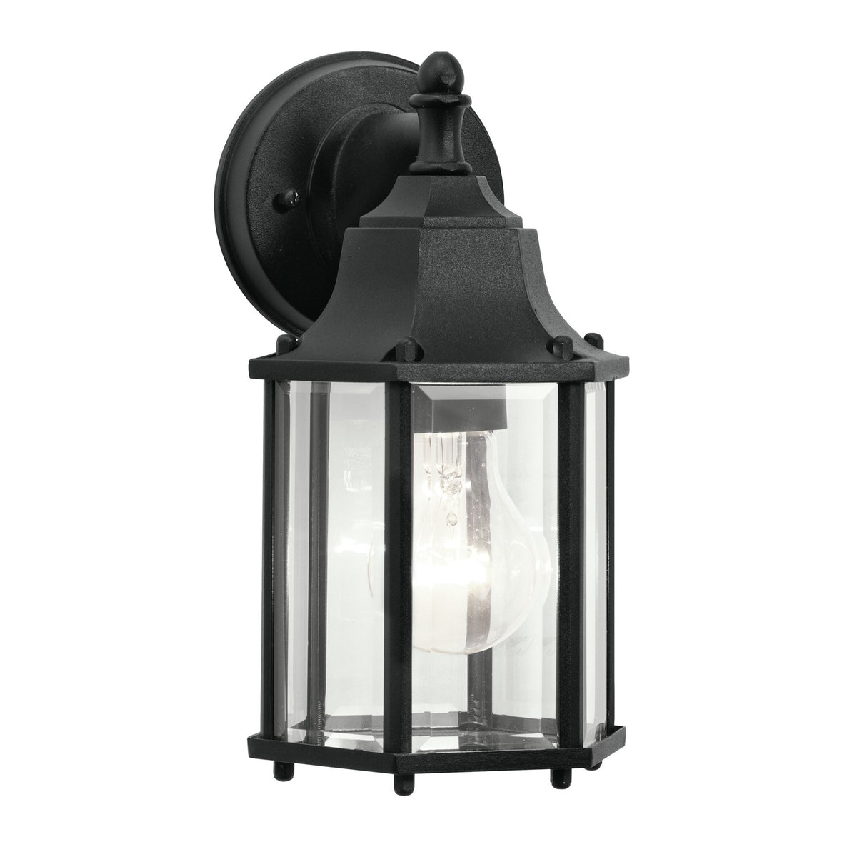 Kichler Chesapeake 6in 1-Light Outdoor Wall Sconce | Traditional Black and Clear Beveled Glass | Entryway & Covered Patio | 6 x 10 in | Model 9774BK