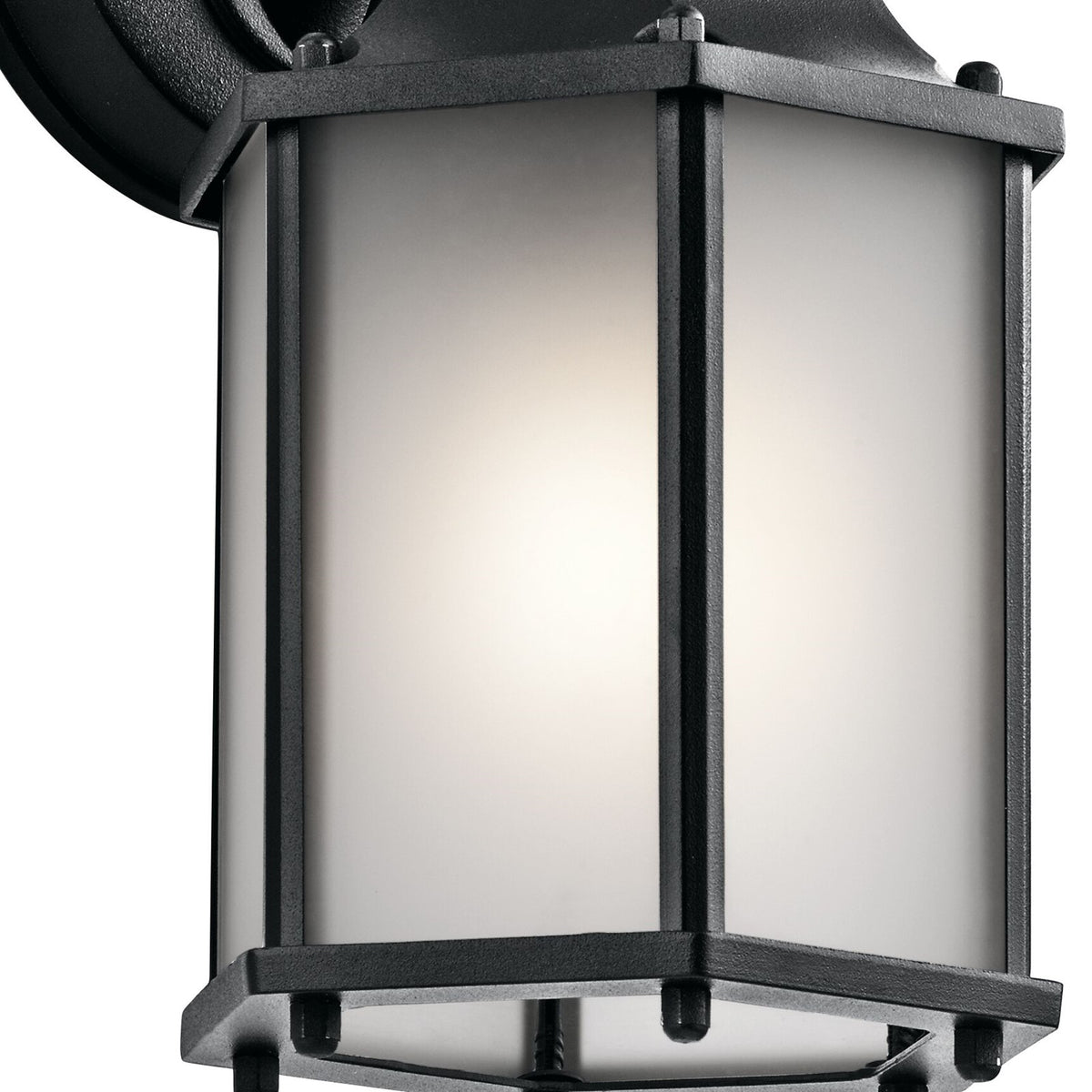 Kichler Chesapeake 6in 1-Light Outdoor Wall Lantern | Traditional Black and Satin Etched Glass | Covered Patio & Entryway Sconce | Model 9774BKS