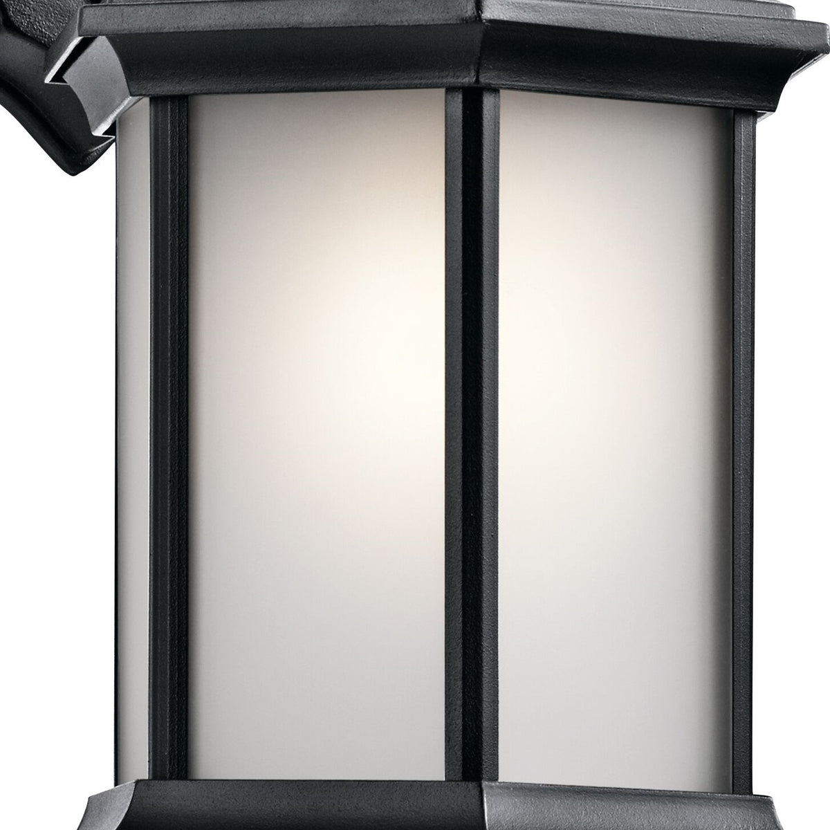Kichler Chesapeake 12in 1-Light Outdoor Wall Sconce | Traditional Black and Satin Etched Glass | Covered Patio & Entryway | Model 9776BKS