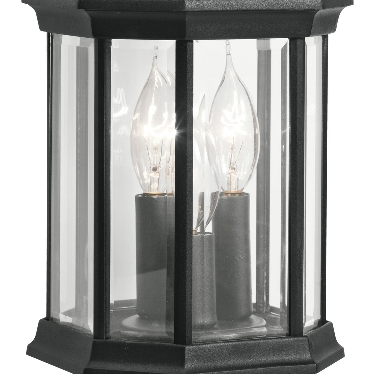 Kichler Chesapeake 15.5in 3-Light Outdoor Wall Sconce | Traditional Black and Clear Beveled Glass | Covered Patio & Entryway | Model 9777BK