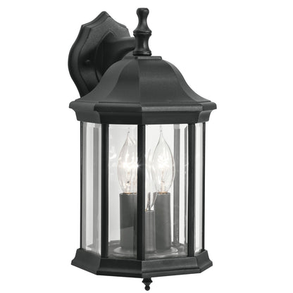 Kichler Chesapeake 15.5in 3-Light Outdoor Wall Sconce | Traditional Black and Clear Beveled Glass | Covered Patio & Entryway | Model 9777BK