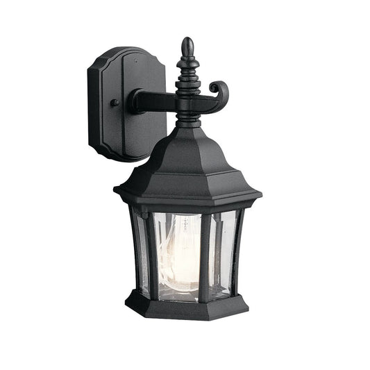 Kichler Townhouse 12in 1-Light Outdoor Wall Sconce | Traditional Black and Clear Beveled Glass | Covered Patio & Entryway | 6.5 x 12 in | Model 9788BK