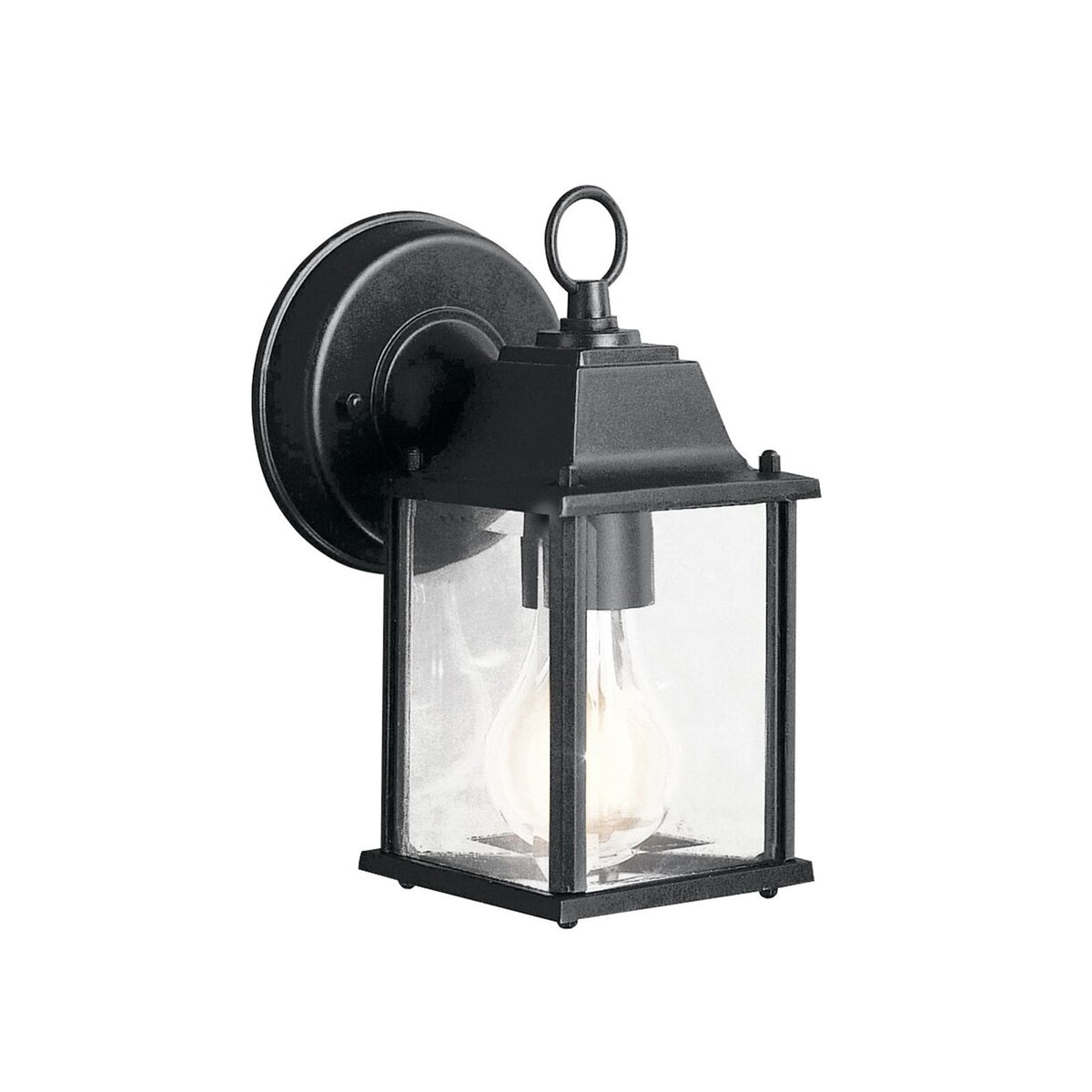Kichler Barrie 8.5in 1-Light Outdoor Wall Sconce | Traditional Black and Clear Beveled Glass | Covered Patio & Entryway | 4.75 x 8.5 in | Model 9794BK