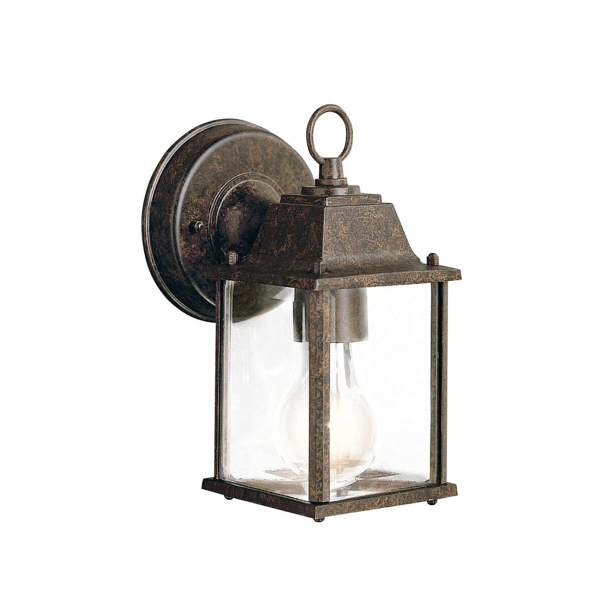 Kichler Barrie 8in 1-Light Outdoor Wall Sconce | Traditional Tannery Bronze and Clear Beveled Glass | Covered Patio & Entryway | Model 9794TZ