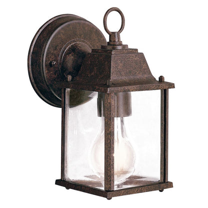 Kichler Barrie 8in 1-Light Outdoor Wall Sconce | Traditional Tannery Bronze and Clear Beveled Glass | Covered Patio & Entryway | Model 9794TZ