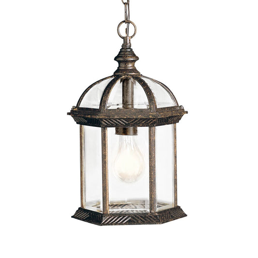 Kichler Barrie 8in 1-Light Outdoor Pendant | Traditional Tannery Bronze Cast Aluminum | Covered Patio & Entryway | 8 x 13.5 in | Model 9835TZ