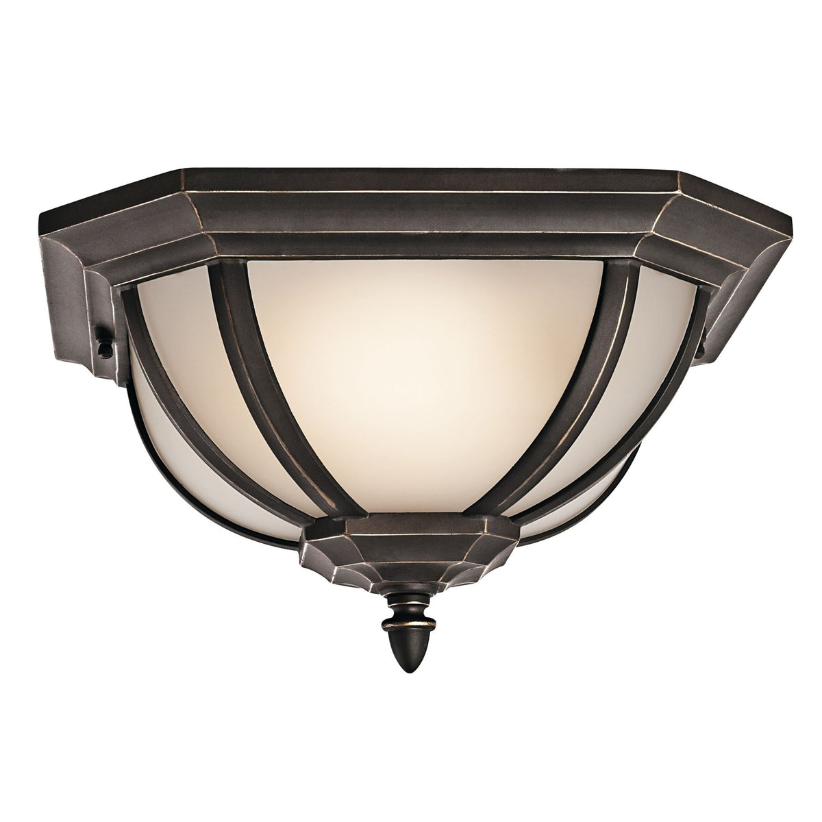 Kichler Ralston Outdoor Ceiling 2Lt, Rubbed Bronze, Satin Etched