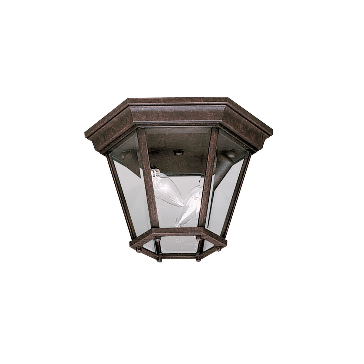 Kichler Madison 11in 2-Light Flush Mount | Traditional Tannery Bronze and Clear Beveled Glass | Covered Patio & Entryway | 11 x 7.25 in | Model 9850TZ