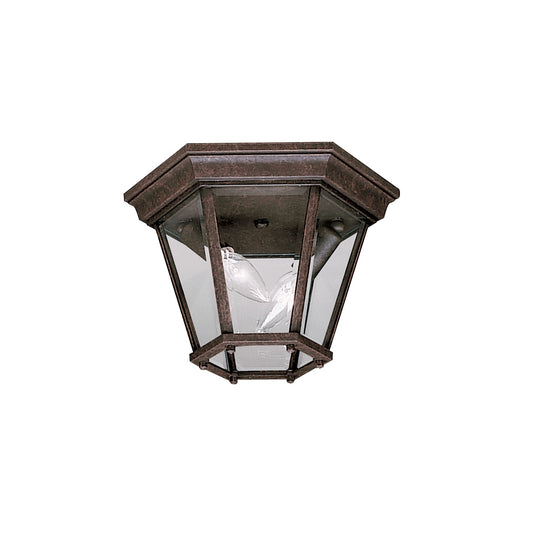 Kichler Madison 11in 2-Light Flush Mount | Traditional Tannery Bronze and Clear Beveled Glass | Covered Patio & Entryway | 11 x 7.25 in | Model 9850TZ