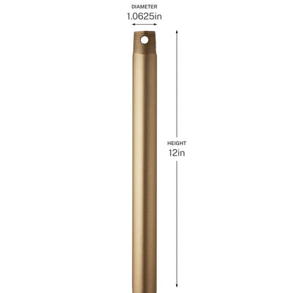 Kichler 12in Single Threaded Ceiling Fan Downrod | Champagne Bronze Steel | Ceiling Fan Accessory | 12 in Length | Model C2603-CPZ
