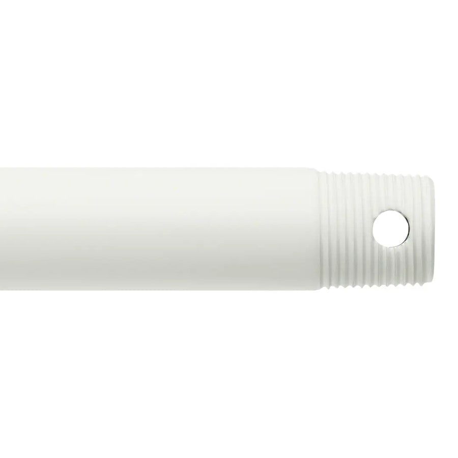 Kichler 12in Single Threaded Ceiling Fan Downrod | Matte White Steel | Low Ceiling Extension | Model C2603-MWH