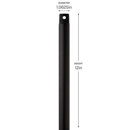 Kichler Accessory 12in Single Threaded Ceiling Fan Downrod | Satin Natural Bronze Steel | Ceiling Fan Accessory | 12 in L | Model C2603-SNB