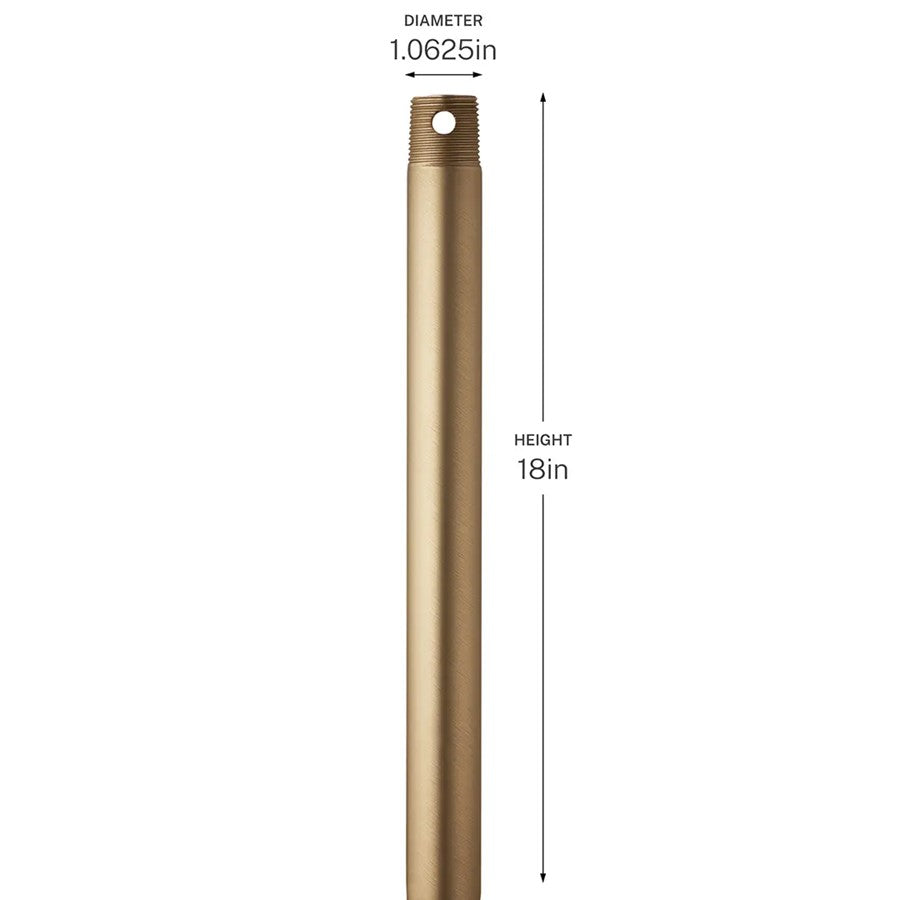 Kichler 18in Single Threaded Ceiling Fan Downrod | Steel Champagne Bronze | Ceiling Fan Accessory | 18 in L | Model C2604-CPZ