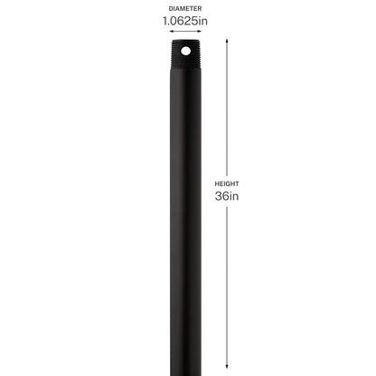 Kichler Accessory 36in Single Threaded Ceiling Fan Downrod | Satin Natural Bronze Steel | Standard Ceiling Fan Replacement | 36 in L | Model C2606-SNB