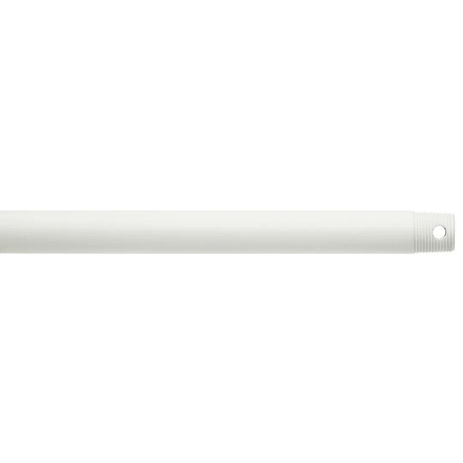 Kichler Accessory 48in Single Threaded Ceiling Fan Downrod | Matte White Steel | Standard Ceiling Fan Installation | 48 in L | Model C2607-MWH