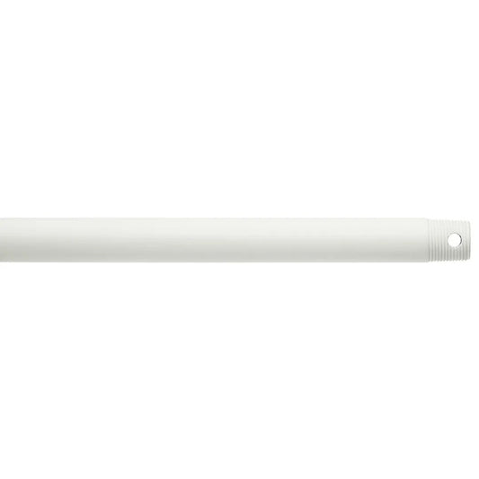 Kichler Accessory 48in Single Threaded Ceiling Fan Downrod | Matte White Steel | Standard Ceiling Fan Installation | 48 in L | Model C2607-MWH