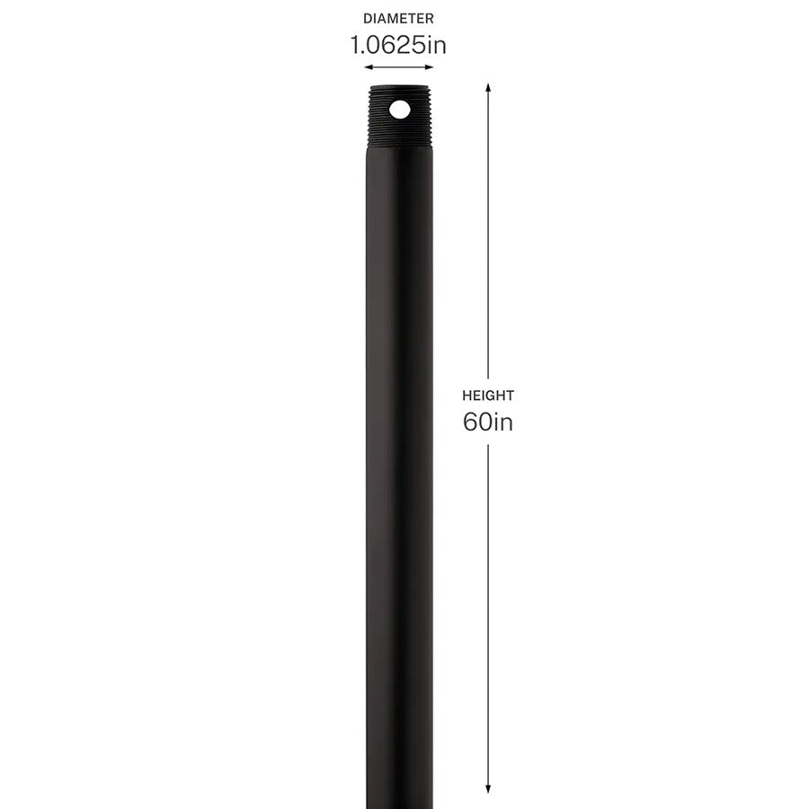 Kichler Accessory 60in Single Threaded Ceiling Fan Downrod | Satin Natural Bronze Steel | Standard Ceiling Fan Replacement | 60 in L | Model C2608-SNB