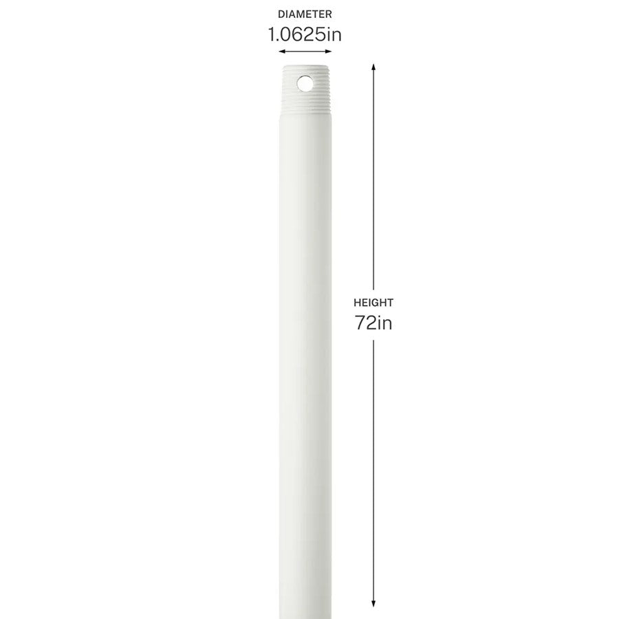 Kichler Accessory 72in Single Threaded Ceiling Fan Downrod | Steel Matte White | High Ceilings & Vaulted Rooms | 72 in L | Model C2609-MWH