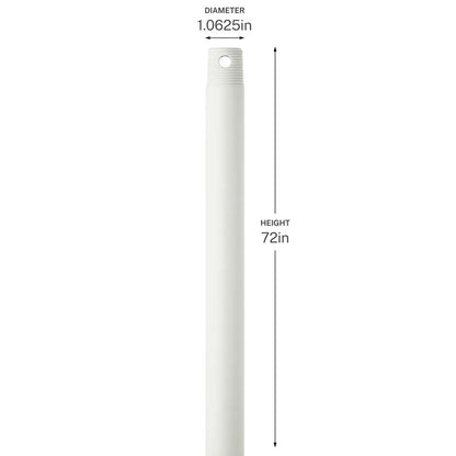Kichler Accessory 72in Single Threaded Ceiling Fan Downrod | Steel Matte White | High Ceilings & Vaulted Rooms | 72 in L | Model C2609-MWH