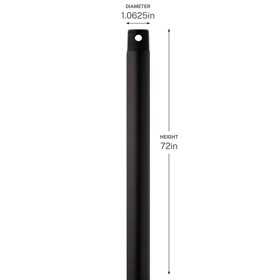 Kichler Accessory 72in Single Threaded Ceiling Fan Downrod | Satin Natural Bronze Steel | High Ceiling Fan Extension | 72 in L | Model C2609-SNB