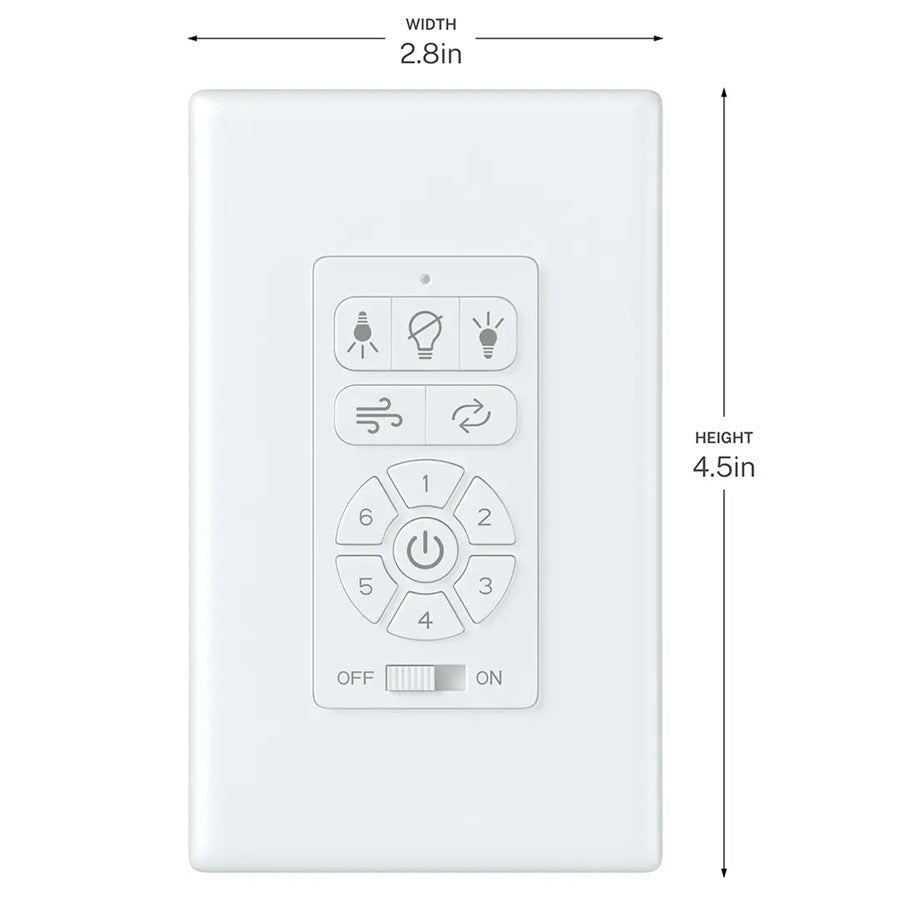 Kichler DC Full Function Wall Control | Plastic Wall Control | Living Room & Bedroom Fan Control | 4.5 x 2.8 x 1.8 in | Model C2672