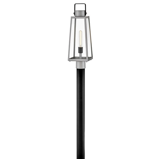 Lark Hugh 1 Light Outdoor Large Post Mount Lantern, Aluminum/Clear - 82001AL