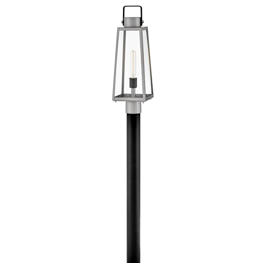 Lark Hugh 1 Light Outdoor Large Post Mount Lantern, Aluminum/Clear