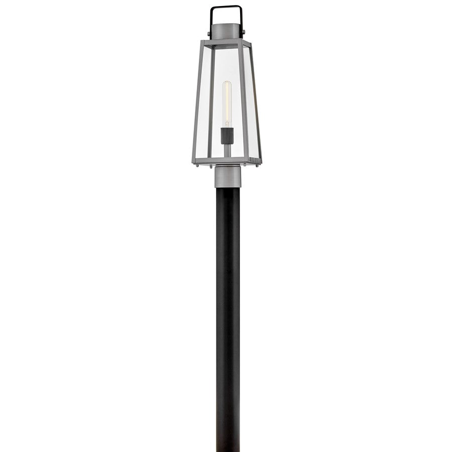 Lark Hugh 1 Light Outdoor Large Post Mount Lantern, Aluminum/Clear