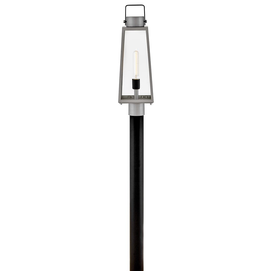 Lark Hugh 1 Light Outdoor Large Post Mount Lantern, Aluminum/Clear