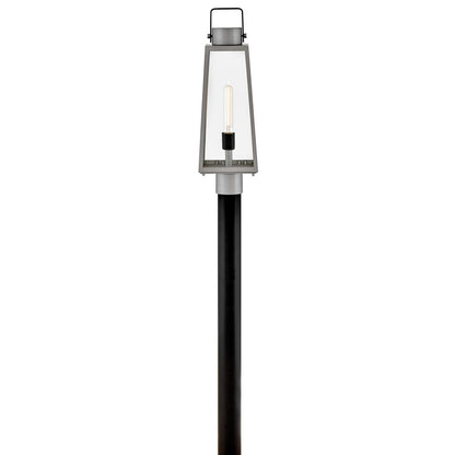 Lark Hugh 1 Light Outdoor Large Post Mount Lantern, Aluminum/Clear