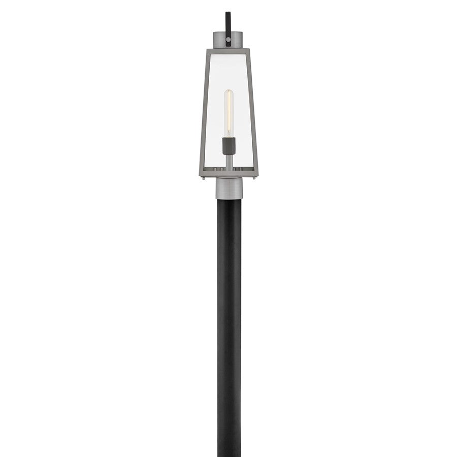 Lark Hugh 1 Light Outdoor Large Post Mount Lantern, Aluminum/Clear