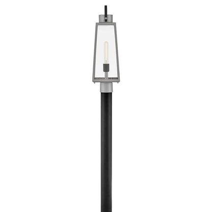 Lark Hugh 1 Light Outdoor Large Post Mount Lantern, Aluminum/Clear