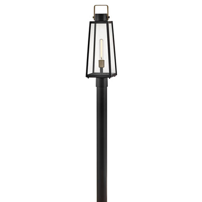 Lark Hugh 1 Light Outdoor Large Post Mount Lantern, Black/Clear - 82001BK