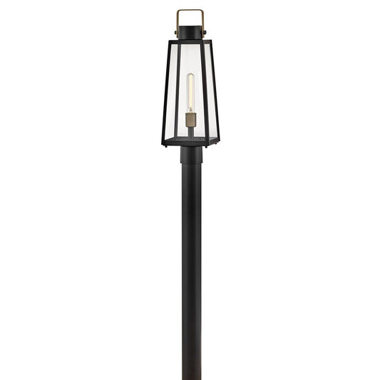 Lark Hugh 1 Light Outdoor Large Post Mount Lantern, Black/Clear - 82001BK
