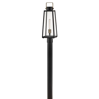 Lark Hugh 1 Light Outdoor Large Post Mount Lantern, Black/Clear