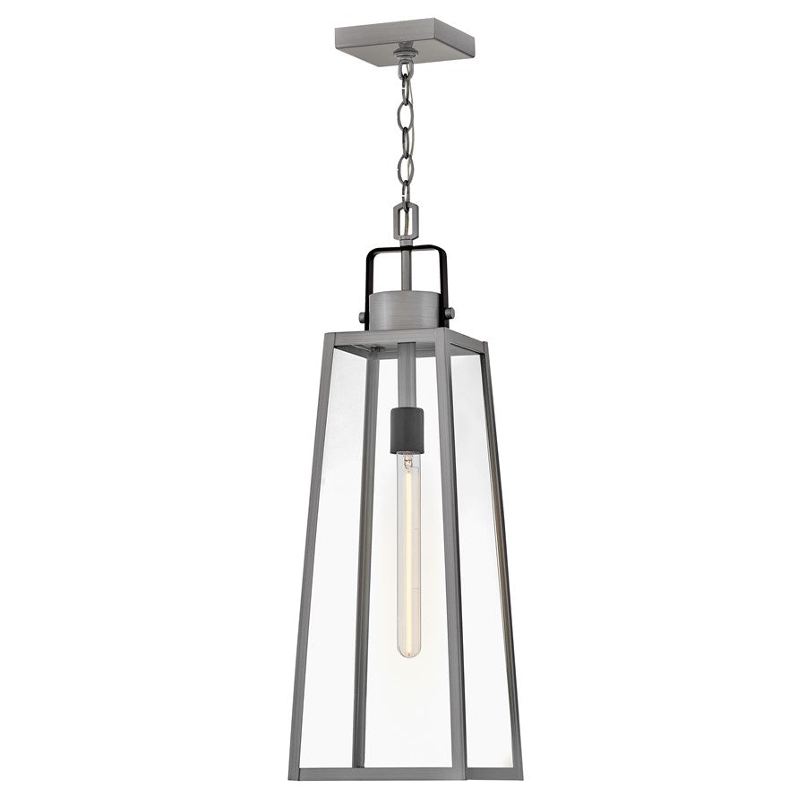 Lark Hugh 1 Light Outdoor Large Hanging Lantern, Aluminum/Clear - 82002AL